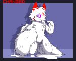 bulletproof-kitty canid canine changed_(video_game) goo_transformation humanoid lin male mammal purple_eyes simple_background solo transformation white_body