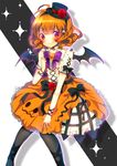  bad_id bad_pixiv_id bat_wings dress halloween hat highres multicolored multicolored_eyes orange_hair original pantyhose red_eyes sazanami_shione smile solo white_background wings 