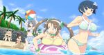  5girls angry armor armpits ball bare_shoulders beach beachball bell bikini bikini_armor black_bikini black_bow black_hat blonde_hair blue_eyes blue_flower blue_hair blue_sky blunt_bangs blush bow bowl_cut bracelet breasts brown_hair building_sand_sculpture bush casual_one-piece_swimsuit choker cleavage cliff cloud collarbone crying day fern floral_print floral_print_bikini flower game_cg grass green_bikini green_choker green_eyes grey_hair groin hair_bow hair_flower hair_ornament hat highres innertube japanese_armor jewelry jingle_bell large_breasts leaf long_hair mask minori_(senran_kagura) multiple_girls murakumo_(senran_kagura) navel neck_bell non-web_source ocean official_art one-piece_swimsuit open_mouth outdoors palm_leaf palm_tree polka_dot polka_dot_bikini red_bow sand sand_castle sand_sculpture senran_kagura senran_kagura_estival_versus shiki_(senran_kagura) shiny_skin short_hair shoulder_armor shouting shuriken sky sode splashing swim_ring swimsuit swimsuit_skirt tree twintails unworn_mask v-shaped_eyebrows water weapon wet yaegashi_nan yellow_one-piece_swimsuit yozakura_(senran_kagura) yumi_(senran_kagura) 
