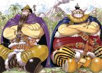  2000 2boys 2girls 4boys 6+boys beard black_hair blonde_hair blue_hair brogy cape cover cover_page crossed_arms dorry facial_hair formal giant green_hair haramaki hat helmet highres indian_style little_garden monkey_d_luffy multiple_boys multiple_girls nami nami_(one_piece) nefertari_vivi oda_eiichirou official_art one_piece orange_hair ponytail roronoa_zoro sandals sanji sitting size_difference smile straw_hat suit sword usopp volcano weapon 