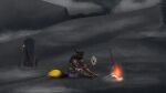 16:9 anthro anubian_jackal armor ashes bonfire canid canine canis dandy dark_souls darkshasion_(artist) fromsoftware hi_res jackal male mammal melee_weapon nanu_(dandyrichardcranium) solo soul sword weapon widescreen