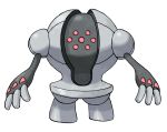  facing_viewer full_body golem metal_skin no_humans official_art pokemon pokemon_(creature) pokemon_focus pokemon_rse registeel solo standing sugimori_ken third-party_source transparent_background 