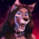 anthro canid canine canis choker eyewear fangs female glasses icon jewelry mammal namygaga namygaga_(fursona) necklace solo teeth tongue tongue_out wolf