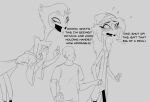 2025 4_fingers 5_fingers anon anthro avian bald bathrobe bathrobe_only beanie bird black_and_white blush clothed clothing daughter_(lore) demon dialogue english_text eyelashes father_(lore) father_and_child_(lore) father_and_daughter_(lore) female fingers group hair hand_holding hat headgear headwear helluva_boss human jacket long_hair male male/female mammal monochrome octavia_(helluva_boss) off_shoulder open_mouth open_smile owl owl_demon parent_(lore) parent_and_child_(lore) parent_and_daughter_(lore) robe sketch smile stolas_(helluva_boss) text topwear trio unknown_artist