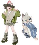  animal blonde_hair braided cat collared food highres non-web_source one pleated sweater 