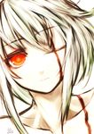  blonde_hair collarbone highres hinomaru_(kotoba) kotoba_noriaki long_hair missing_eye one_eye_closed original portrait red_eyes scar solo 