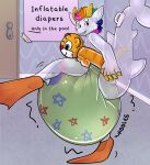 absurd_res animate_inanimate anthro big_diaper clothed clothing diaper door door_handle doorknob faraday_(zoran) flippers head_tuft hi_res huge_diaper inflatable inflatable_diaper kaiju living_inflatable living_machine living_vehicle looking_back machine male pattern_diaper pool_toy sign smile solo swim_ring swim_ring_with_face tail text translucent tuft vehicle wearing_diaper wearing_swim_ring zombineko