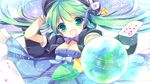  card dress gloves green_eyes green_hair hat hatsune_miku highres kosuzume long_hair magical_mirai_(vocaloid) musical_note open_mouth solo twintails vocaloid 