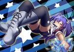  boots gen'ei_wo_kakeru_taiyou hoshikawa_seira purple_eyes purple_hair shorts solo star tanaka_ahiru thighhighs twintails 