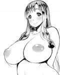  1girl areolae breasts female huge_breasts inverted_nipples jewelry long_hair monochrome necklace nipples nude poin_(hidsuki) puffy_nipples saaya_(suisei_no_gargantia) simple_background smile solo standing suisei_no_gargantia upper_body white_background 