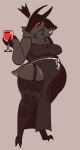 2023 2_horns alcohol animal_genitalia anthro avian_feet baphomet_(xenopavilia) belly beverage big_breasts black_eyes bodily_fluids bovid breasts caprine caprine_demon clothing container cup curvy_figure demon dress drinking_glass ear_piercing erect_nipples female female_anthro genitals glass glass_container glass_cup goat_demon harness hi_res holding_container holding_cup holding_drinking_glass holding_glass holding_object holding_wine_glass horn legwear mammal nipple_outline nipple_piercing nipples occult_symbol pentagram pentagram_harness piercing red_sclera solo standing symbol thick_thighs thigh_highs voluptuous wide_hips wine wine_glass xenopavilia