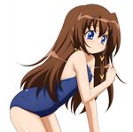  blue_eyes brown_hair long_hair swimsuit tachibana_ichika utakata 