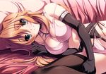  axl bra brown_hair elbow_gloves garter_belt hyakka_ryouran_elixir long_hair panties senomoto_hisashi stockings tagme_(character) underwear 