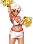  :q arm_up armpits bangs bare_shoulders blonde_hair blue_eyes blush bracelet breasts cheerleader cleavage collarbone cowboy_hat cowboy_shot dark_skin eri_(sei_yariman_gakuen_enkou_nikki) ganguro hat holding jewelry large_breasts legs_apart licking_lips looking_at_viewer mario_(mario_portal) midriff miniskirt naughty_face navel official_art pencil_skirt pom_poms sei_yariman_gakuen_enkou_nikki shiny shiny_skin short_hair side_slit sideboob skirt smile solo sports_bra standing taut_clothes thighs tongue tongue_out transparent_background white_hat white_skirt 