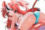  1girl :p animal_ear_fluff animal_ears ass bikini black_hair blue_eyes breasts closed_mouth commentary extra_ears hair_ornament hairclip hakos_baelz halterneck hana20000920 hololive hololive_english long_hair looking_at_viewer medium_breasts mouse_ears mouse_girl mouse_tail multicolored_hair red_hair simple_background solo streaked_hair swimsuit symbol-only_commentary tail tongue tongue_out v virtual_youtuber white_background white_hair 