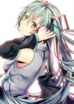  aqua_eyes aqua_hair hatsune_miku headphones long_hair shiomizu_(swat) smile solo twintails vocaloid 