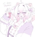  akane_iwawwa animal_ears hair_ornament hairpin lineart non-web_source original pig pig_ears pig_girl pink_eyes pink_hair russian_text twintales virtual_youtuber 