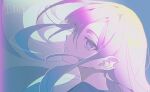  1girl blending close-up commentary dated english_commentary grey_eyes grey_shirt haun looking_at_viewer parted_lips project_sekai purple_eyes shirt sidelocks simple_background solo upper_body white_background yoisaki_kanade 