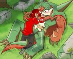 bird&#039;s-eye_view blake_rothenberg blush chesnaught clothed clothed_sex clothing coin female footwear from_front_position generation_6_pokemon generation_9_pokemon gimmighoul gimmighoul_(roaming_form) hi_res high-angle_view human interspecies lying male male/female mammal missionary_position nintendo on_back outside pokemon pokemon_(species) pokephilia ruins screamoshaymin sex sharpie_(screamoshaymin) shiny_pokemon size_difference socks tuft vulva