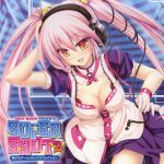  1girl album_cover breasts cable cable_tail cleavage company_name copyright_name cover dress electric_plug fast_forward_button gloves headphones highres logo long_hair looking_at_viewer mechanical_tail media_player_interface medium_breasts netorare open_mouth original pause_button pink_hair play_button progress_bar puffy_short_sleeves puffy_sleeves purple_dreess rewind_button robot_ears short_sleeves shuffle_button smile solo tail tenmaso twintails white_gloves wrist_cuffs yellow_eyes 