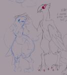 2025 anthro avian beady_eyes beak big_beak big_hands biped bird blush blush_lines bottom_heavy chest_tuft corvid corvus_(genus) crow digitigrade duo eyelashes feathers featureless_chest featureless_crotch feet female fluffy fluffy_chest flustered front_view head_tuft headpat huge_hands huge_hips huge_thighs larger_anthro larger_female long_beak long_neck looking_at_another nude nude_female oscine passerine pepper_(proxicute) proxicute salt_(drawtheuniverse) size_difference sketch slim_female small_waist smaller_anthro smaller_female species_request tail tail_feathers talons thick_thighs toes tuft wide_hips winged_arms wings