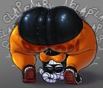 analizer2345 animate_inanimate anthro bedroom_eyes big_butt black_body bomb bottomwear bra breasts butt clap_(sound_effect) clothing explosives female footwear hi_res huge_butt medium_breasts narrowed_eyes orange_bottomwear orange_bra orange_clothing orange_pants orange_underwear pants seductive shoes sneakers solo twerking underwear wet_ass wet_butt yoga_pants