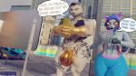 3d_(artwork) anthro asian_mythology black_nose blue_clothing blue_hood blue_swimming_trunks blue_swimwear brown_hair building bulge camseven cellphone cheek_tuft clothing cybernetic_hand cybernetics detailed_bulge dialogue digital_media_(artwork) domestic_cat duo east_asian_mythology electronics english_text epic_games eye_scar facial_scar facial_tuft felid feline felis fortnite fur fur_tuft furgonomic_headwear furgonomic_hood furgonomics gold_body hair hi_res holding_cellphone holding_object holding_phone holding_smartphone hood japanese_mythology leg_tattoo looking_at_cellphone looking_at_object looking_at_phone machine male mammal meowdas multicolored_body multicolored_fur muscular muscular_anthro muscular_male mythology navel neck_tattoo nekomata nipples notched_ear nyanja_(fortnite) open_mouth open_smile phone pink_inner_ear red_body red_fur scar sign smartphone smile speech_bubble swimming_trunks swimwear tail talking_to_another tattoo text tuft whiskers white_body white_fur yellow_eyes yokai