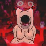 absurd_res anthro big_breasts black_body black_fur blood bodily_fluids breasts dipstick_ears ear_markings ear_tuft fateshyperspace featureless_breasts featureless_crotch felid feline female floppy_ears front_view fur hi_res hot_spring lady_ethereal_(nine_sols) looking_at_viewer lop_ears mammal multicolored_ears navel nightmare_fuel nine_sols open_mouth open_smile pink_body pink_fur red_candle_games smile solarian solo thick_thighs tuft water wide_hips