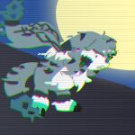 anthro bandai_namco claws digimon digimon_(species) digital_drawing_(artwork) digital_media_(artwork) domestic_cat evolution_(transformation) felid feline felis female full_moon garmore glitch glitch_effect hi_res lineless maine_coon mammal meicoomon mid_transformation moon painful_transformation paws scanlines small_body solo tail tendrils transformation vhs_filter
