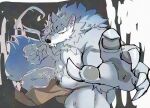 2025 5_fingers anthro black_nose bottomwear canid canine canis claws clothed clothing colored fingers fur grey_body grey_fur grey_pawpads humanoid_hands law_(sdorica) loincloth loincloth_only male mammal muscular muscular_anthro muscular_male muscular_thighs pawpads pukkunnnn sdorica solo topless topless_anthro topless_male wolf