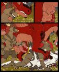 2_penises animal_genitalia anthro anthro_on_feral balls bestiality bodily_fluids canid canine canis comic dialogue dragon dripping entropy_(billeur) fellowwolf feral from_behind_position from_front_position genital_fluids genitals group half-erect herm hi_res holding_penis hybrid imminent_anal imminent_sex imminent_vaginal intersex intersex/intersex intersex/male landon_(fellowwolf) leaking_precum lying male maleherm mammal missionary_position mounting multi_genitalia multi_penis mythological_creature mythological_scalie mythology narkhas on_back penetration penis penis_tip precum precum_drip precum_on_penis prehensile_penis reptile scalie sex sheath size_difference snake vaginal vaginal_penetration velux wolf