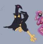 2025 anthro arm_tuft avian beak big_beak big_breasts big_hands bikini biped bird black_body black_feathers blush blush_lines breasts chest_tuft clothing corvid corvus_(genus) crow digital_media_(artwork) digitigrade drawpile_(artwork) duo eyelashes feathers feet female flat_chested front_view gold_bikini goo_creature head_tuft huge_hands huge_hips long_eyelashes long_neck looking_aside looking_at_another navel non-mammal_navel oscine passerine pepper_(proxicute) pink_body pink_sclera pink_talons proxicute red_bikini red_clothing red_swimwear shoulder_tuft small_waist swimwear talons thick_thighs toes translucent translucent_body tuft two-piece_swimsuit unknown_artist white_eyes wide_hips winged_arms wings