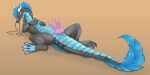 2_penises animal_genitalia anus black_body black_claws black_fur blue_body blue_fur blue_scales claws dragon eastern_dragon erection feral fur genital_slit genitals hi_res horn knot male multi_genitalia multi_penis mythological_creature mythological_scalie mythology penis pink_knot pink_penis planaria scales scalie solo ventral_scales white_horn