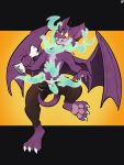 2025 3:4 3_toes 4_fingers absurd_res anthro back_wings bat belly_rub blush bodily_fluids bottomwear briefs clothed clothing digital_media_(artwork) disembodied_hand erection fangs feet fingers fur ghost_hand grope hand_in_pants hi_res male mammal motion_lines navel pants partially_clothed pawpads paws purple_body purple_fur scroll signature simple_background solo sweat sweatdrop tail teeth toes topless underwear undressing wings yellowluster
