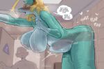  1boy 1girl aqua_skin artist_name blonde_hair blush boku_no_hero_academia breasts colored_eyelashes colored_skin commentary dildo english_commentary english_text female_masturbation furry furry_female hanging_breasts heart heart-shaped_pupils highres horse_dildo huge_breasts huge_dildo indoors ippan_josei long_hair mars_symbol masturbation multicolored_skin nipples plap public_restroom pussy_juice pussy_juice_trail rolling_eyes sex_toy sin_castermon snout solo_focus speech_bubble stomach_bulge sweat symbol-shaped_pupils tall_female twitter_username two-tone_skin walk-in 