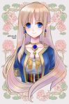  blonde_hair blue_eyes earrings elf flower highres jewelry light_smile long_hair mabinogi pointy_ears portia_(mabinogi) tepaoh888 white_background 