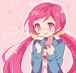  ? blush hanasaki_tsubomi heart heartcatch_precure! long_hair pink_background pink_eyes pink_hair precure simple_background solo tears twintails wavy_mouth yuucho_(cololal) 