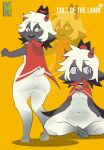 2025 2_horns anthro biped blep bottomless bottomless_male bovid caprine clothed clothing cult_of_the_lamb digital_drawing_(artwork) digital_media_(artwork) hair hi_res hooves horn kittem4 lamb_(cult_of_the_lamb) male male_anthro mammal massive_monster_(studio) multiple_poses open_mouth open_smile pose sheep simple_background smile solo standing tongue tongue_out white_body white_hair yellow_background