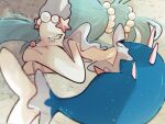 2025 ambiguous_gender asterozoan blue_hair blush blush_lines curled_up echinoderm eyes_closed feral gem generation_7_pokemon hair lying marine nintendo on_side pearl_(gem) pokemon pokemon_(species) primarina sleeping solo sstoh starfish starfish_(accessory) tail white_body