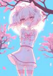  akane_iwawwa animal_ears cherry_blossoms hair_ornament hairpin highres non-web_source original pig_ears pig_girl pink_eyes pink_hair skirt socks twintails virtual_youtuber 