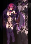  1girl :q absurdres aoi_tabane aura bare_shoulders blue_eyes blush breasts bridal_gauntlets cleavage commission corruption cosplay dark_aura dark_persona demon_girl demon_horns demon_wings detached_collar detached_sleeves full_body heart heart-shaped_pupils highres horns kouyoku_senki_exs-tia large_breasts licking_lips looking_at_viewer low_wings luxtia luxtia_(cosplay) mind_control navel original pixiv_commission pubic_tattoo purple_eyes red_hair revealing_clothes short_hair showgirl_skirt smile solo symbol-shaped_pupils tattoo thighhighs tongue tongue_out wings zoom_layer 
