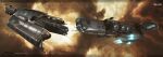  3d absurdres algos_(eve_online) attack_ship_(eve_online) brown_background carrier commentary copyright_logo copyright_name creodron_(eve_online) dated_commentary destroyer_(eve_online) droneboat_(eve_online) english_text eve_online from_behind from_side gallente_federation_(eve_online) glint glowing highres kaspercohen_(kasper_hansen) logo maya_(medium) military_vehicle multiple_views nebula no_humans official_art outdoors photoshop_(medium) radar radio_antenna realistic science_fiction space spacecraft thrusters vehicle_focus vehicle_name 