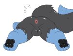 anthro anus backsack ball_tuft balls big_butt big_tail butt canid canine canis claws colored_sketch digital_drawing_(artwork) digital_media_(artwork) fluffy genitals glistening glistening_body hi_res huge_tail lying male mammal markings nude nude_male on_front pawpads paws rear_view sketch sleeping solo spread_legs spreading sugar_(sugar_but_nsfw) sugar_but_nsfw tail thick_thighs toe_claws tuft wolf
