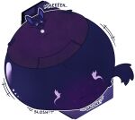 absurd_res alpha_channel ambiguous_gender annoyed anthro belly blue_body blue_fur blueberry_inflation blush body_inflation bottomless canid canine canis claws clothed clothing collar disembodied_hand duo english_text fur ghost_hand groaning hand_on_belly hi_res hoodie immobile inflation jackal jn_y4 looking_down male mammal motion_lines navel simple_background slosh solo_focus sound_effects spherical_inflation swollen_cheeks text toe_claws tongue tongue_out topwear transparent_background