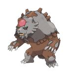  absurdres alternate_form animal_focus artist_request bear bloodmoon_ursaluna claws full_body highres no_humans official_art open_mouth outline pokemon pokemon_(creature) pokemon_focus pokemon_sv sharp_teeth solo standing teeth third-party_source transparent_background ursaluna white_outline 