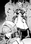  1girl 4boys absurdres angel_wings bar_censor blue_archive breasts censored clothed_female_nude_male dress feathered_wings halo hat hetero highres huge_breasts imminent_gangbang long_hair long_sleeves looking_at_viewer mine_(blue_archive) multiple_boys nude nurse nurse_cap open_mouth penis penis_on_face pointy_ears surrounded surrounded_by_penises thirty_8ght wings 