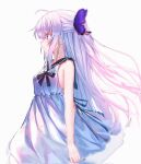  1girl ahoge black_bow black_bowtie black_sailor_collar blue_butterfly blue_eyes bow bowtie bug butterfly butterfly_hair_ornament closed_mouth ginka hair_ornament highres looking_to_the_side sailor_collar shirt simple_background solo white_hair white_shirt ze_ping45283 