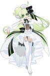  1girl akatsuki_gomoku apple_inc. boots bow detached_sleeves dress finger_to_mouth frilled_skirt frills full_body fur_collar fur_cuffs green_eyes green_hair green_nails headphones high-low_skirt highres long_hair macintosh macne_nana macne_series multicolored_bow nail_polish official_art one_side_up panties pantyshot second-party_source shirt skirt smile strapless strapless_shirt striped_bow tachi-e thigh_boots transparent_background underwear very_long_hair wedge_heels white_boots white_panties white_skirt 