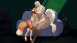 16:9 afghan_hound anthro barely_visible_genitalia barely_visible_penis big_breasts biped blonde_hair blue_sofa bottomwear breasts brown_hair canid canine canis celine_(stormwx_wolf) clothing countershade_face countershade_torso countershading crop_top dipstick_tail domestic_dog duo female femboy finger_in_mouth flix_(fox_ross1) fox fur furniture genitals hair hand_between_legs hotpants huge_breasts hunting_dog legwear long_tail male male/female mammal markings nude orange_body orange_fur penis red_bottomwear red_clothing red_shorts shirt short_hair shorts sighthound size_difference sofa ssorasora tail tail_markings tan_body tan_fur thigh_highs topwear white_body white_fur widescreen