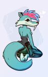 blue_sky_studios clothing female fur green_body green_fur happy heart_reaction heart_symbol hearts_around_head hi_res ice_age_(series) kneeling latex latex_clothing looking_at_viewer looking_back nonbinary_(lore) paws purple_eyes scratazon seductive smile smiling_at_viewer trevor-fox trevor-fox_(character)